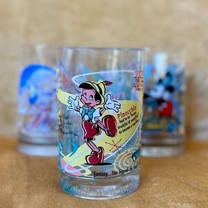 Pinocchio Themed Glass with Red and Yellow Accents
